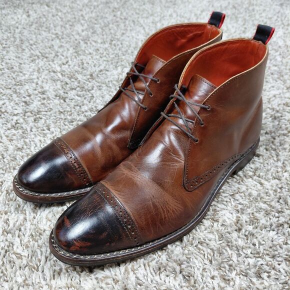 Allen Edmonds Bleecker Street 2 Tone Chukka Boots Mens 9.5 D Brown Leather Shoes